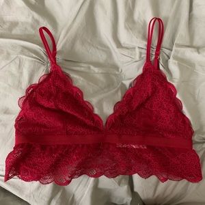 Madewell Lace Liana Longline Bra in Red